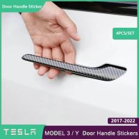 Tesla Model 3 Model Y Car Door Handle Wrap Decoration Stickers 4 Pieces Set ABS Plastic Modification Handle Cover Kit Protector