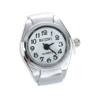 Unisex Quartz Alloy Round White Dial Arabic Numerals Ring Watch Silver