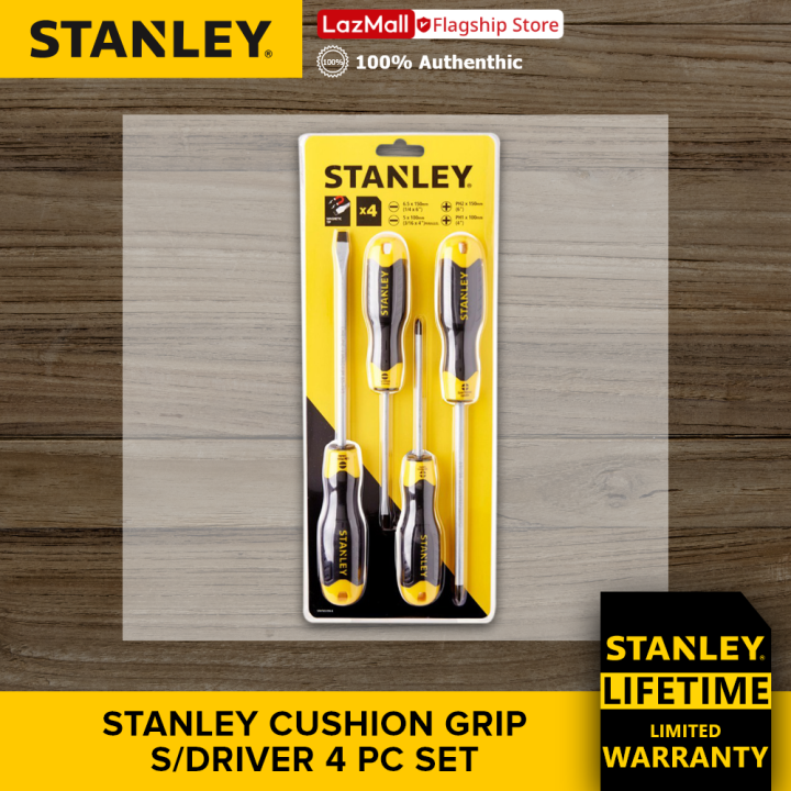 Stanley Screwdriver Tool Set Cushion Grip 4Pc [Lifetime Warranty