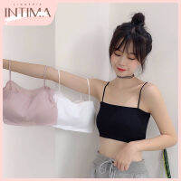 INTIMA เสื้อชั้นในปิดหน้าอกผ้าพันคอไหมพิมพ์ลายน้ำแข็งส่วนบนเกาหลีสำหรับผู้หญิงนักเรียนเด็กผู้หญิงนักเรียนเสื้อชั้นในสายเดี่ยวแผ่นอกถอดได้ไร้รอยต่อเหมาะสำหรับน้ำหนัก40-58กก.