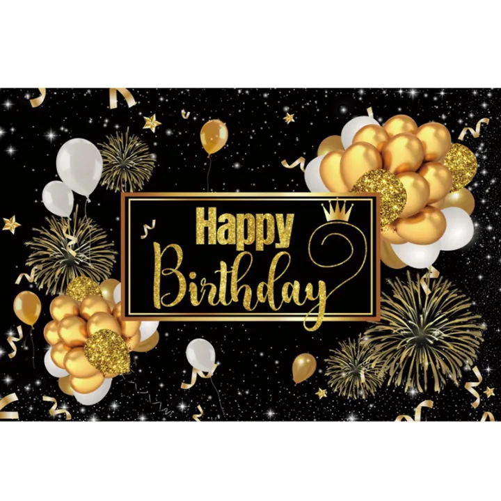 Happy Birthday Backdrop Banner Extra Large Black And Gold Sign Poster For  Men Women Birthday Anniversary Party Photo Booth Backdrop Background Banner  Decoration Supplies | Lazada Singapore