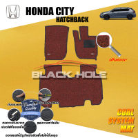 Honda City 2020-ปัจจุบัน (5ประตู/Hatchback) (ชุดห้องโดยสาร) พรมรถยนต์ไวนิลดักฝุ่น เย็บขอบ (หนาพิเศษ20 มม) Blackhole Curl System Mat