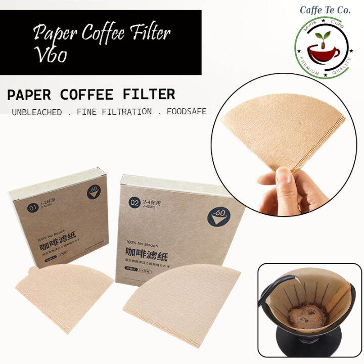 CaffeTeCo Unbleached Paper Coffee Filter / Coffee Paper Filter / V60