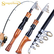 Sougayilang 1.6M Spinning Casting Fishing Rod Tay Cầm Bằng Gỗ Mini