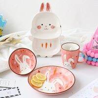 (Gold Seller) 1Pc Animal Zoo Dinner Plate Rabbit Bowl Mug Dinnerware Ceramic Porcelain Baby Children Tableware Bear Feeding Dish