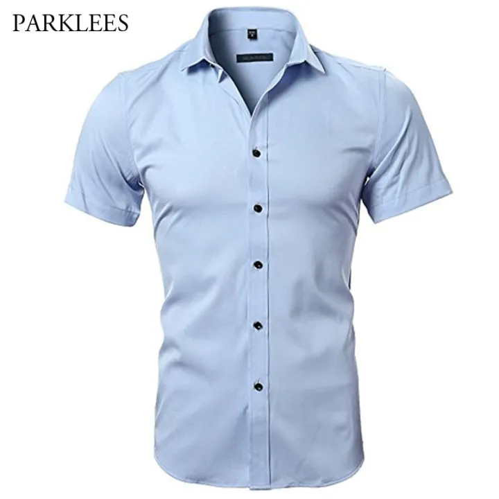 blue dress shirt short sleeve