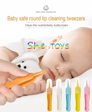 Nose Cleaning Tweezer, Plastic Round Head Baby Ear Nose Navel Cleaner Clip  Tool with LED Light for Body Care