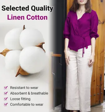 2023 New Women Clothes Set Ladies Cotton Linen Suit Fashion Comfortable  Lace-Up Pants Solid Color Top