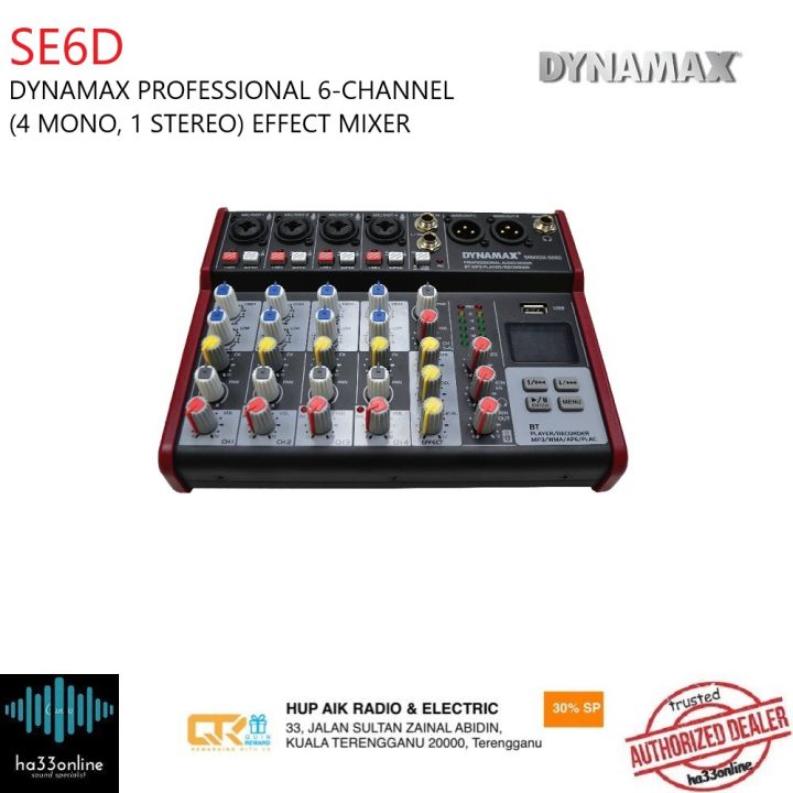 DYNAMAX SE6D PROFESSIONAL 6 CHANNEL (4 MONO, 1 STEREO) EFFECT MIXER ...