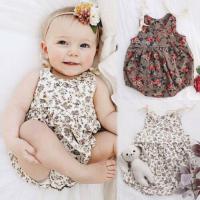 COD ♝ The Outline Shop27dgsd6gfd Baby Girls Floral Print Shoulder Strap Sleeveless Button Romper