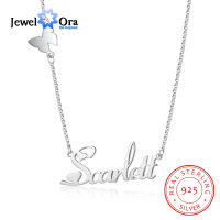 JewelOra Personalized Nameplate Necklace with Butterfly 925 Sterling Silver Custom Name Pendant Gift for Women Wedding Gifts