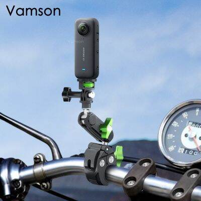 คลิปยึดราวจับมอเตอร์ไซค์ Vamson สำหรับ Insta360 X3 Gopro Hero 11 10 9 8ที่จอดจักรยานกล้องแอคชั่นแคมเมราตัวยึดสำหรับ DJI จักรยาน