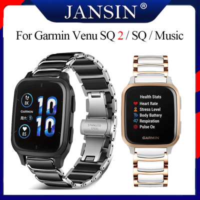 สาย Garmin Venu Sq 2 สายรัดสแตนเลสของ luxury Ceramic สายนาฬิกา garmin venu sq /sq music สมาร์ทวอทช์ Bracelet สายนาฬิกา