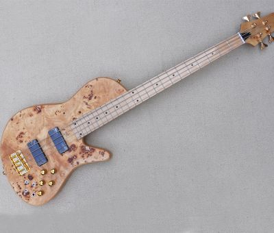 4 Strings Neck-thru-body Electric Bass with 24 FretsBurl Maple VeneerMaple FretboardCustomizable