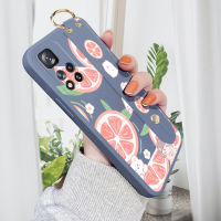 Kingsons สำหรับ Xiaomi Poco X3 GT X4 GT X4 X5 NFC 5G X5 Pro 5G สายรัดข้อมือกระต่ายส้มโอสายรัดข้อมือเคสโทรศัพท์ขอบสี่เหลี่ยมของเหลวเคสซิลิโคนเคสป้องกันแรงกระเทือน