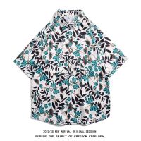 ¤✾  Ins port taste sense vintage ancient with male flowers with short sleeves shirt Thai Hawaiian shirt new handsome coat tide restoring ancient ways