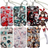 Genshin Bus ID Card Holders Keychain Student Cards Cover Hutao Credit Cardholder Wallet Sleeve Lanyard