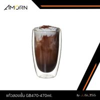 JJGLASS - แก้วสองชั้น GB470-470ml. - แก้วสองชั้น แก้วกาแฟ แก้วชานมไข่มุก แก้วสมูทตี้ 470 มล. (470ml.)