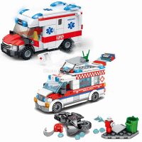 City Medical Ambulance Fire Truck Rubbish Truck Model Assembled Building Blocks Bricks STEM Educational Kids Toys For Children