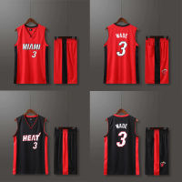 ชุดเครื่องแบบ เสื้อ กางเกง กีฬาบาสเก็ตบอล NBA Miami Heat เบอร์ 3 Wade สำหร้บผู้ใหญ่ผู้ชาย และผู้หญิง