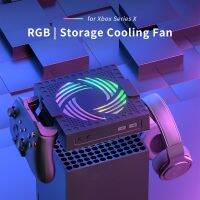 RGB Colorful Cooling Fan for Xbox Series X Host Console Adjustable Wind Speed Heat Dissipation Fan with USB Charging Port