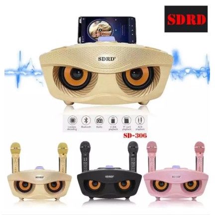 ร้อน-sdrd-sd-306-ไร้สายบลูทู-ธ-แบบ-dual-ไมโครโฟนคาราโอเกะแบบพกพา-3d-ลำโพงสเตอริโอไร้สายบลูทู-ธ-คาราโอเกะไมโครโฟนนกฮูก