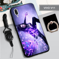 V11เคสสำหรับ VIVO นุ่ม/เคสโทรศัพท์ X21S คลุมทั้งหมดกล่องทาสีป้องกันการตกป้องกันรอยขีดข่วนฝามีที่ถือวงแหวนโทรศัพท์และเชือก