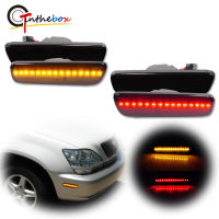 Gtinthebox ed Lens Amber &amp; Red LED Front &amp; Rear Side Marker Turn Signal Lights For 1999-2003 Lexus RX300 Fender Flare Lights