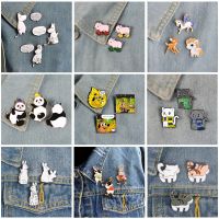 Animal set pins Unicorn hippopotamus pig panda cat dog rabbit brooches badges Fun friends gifts Pins for backpacks wholesale