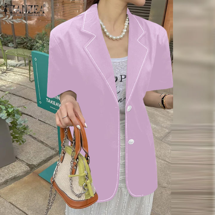 สินค้ามาใหม่-จัดส่งฟรี-fancystyle-zanzea-เสื้อเบลเซอร์เดรสคอปกแขนสั้นธรรมดาลำลองมีกระดุมติดสไตล์เกาหลีของผู้หญิงแฟชั่นชุดคาร์ดิแกน-10