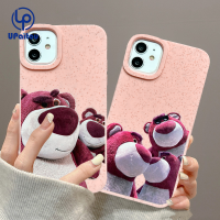 เคสสำหรับ iPhone 15 14 13 12 11 Pro Max X Xr Xs Max 7 8 Plus SE 2020ลายสตรอเบอร์รี่น่ารักหมีข้าวสาลีฟางสีขาวคลังสินค้าพร้อมเคสแข็งป้องกันสวย