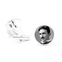 【Chat-support】 Fakhir Ansari Fabrics Nikola Tesla รูปถ่ายกระดุมข้อมือสูงฟิสิกส์เครื่องประดับวิทยาศาสตร์แก้วโดมภาพกระดุมข้อมือเสื้อสำหรับบุรุษของขวัญสำหรับเขา