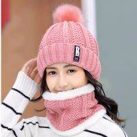 【YD】 Brand Knitted Hats Thick Warm Skullies Hat Female Knitting Bonnet Beanie Caps Outdoor Riding Sets