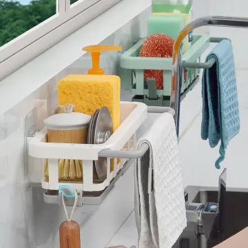 UPGRADED Sink Caddy Sink Sponge Holder Brush Soap Dishcloth Holder