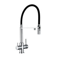 Clean Water Kitchen Faucet with Sprayer Gooseneck Pull Down Sink Mixer Solid Brass 360 Degree Rotation 3 Way Water Filter Taps