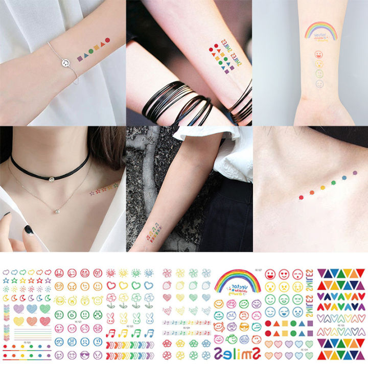 Smiley Rainbow Mini Heart Stickers