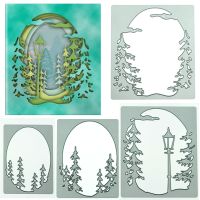 Layered Forest Tree Pattern Metal Cutting Dies Scrapbooking DIY 3D Clip Art Greeting Card Postcard Cover Decorating Die Cutter  Scrapbooking