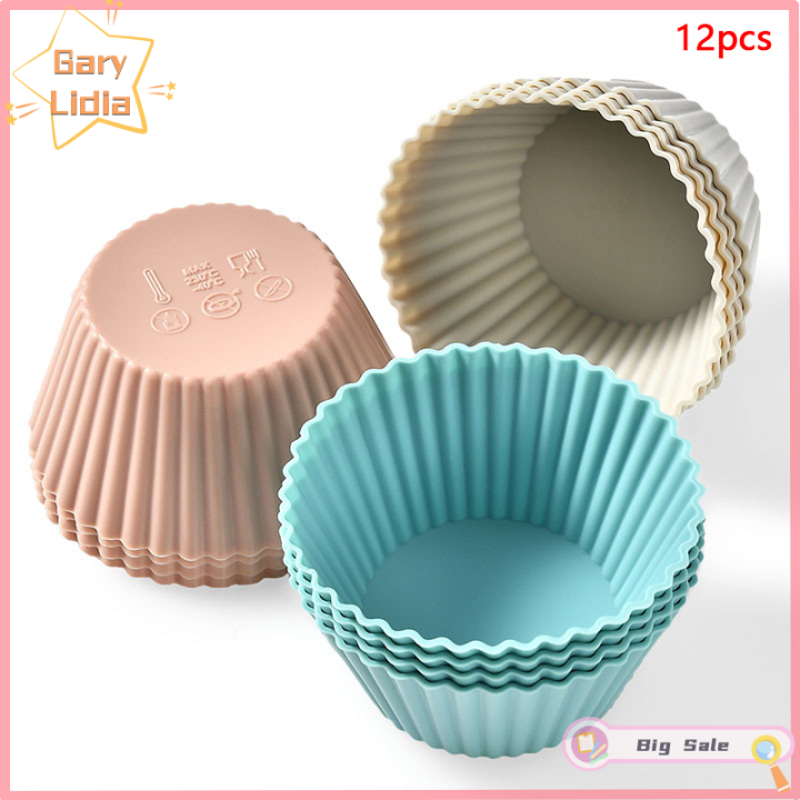 12pcs Silicone Muffin Cupcake Cases Reusable No-Stick Silicone