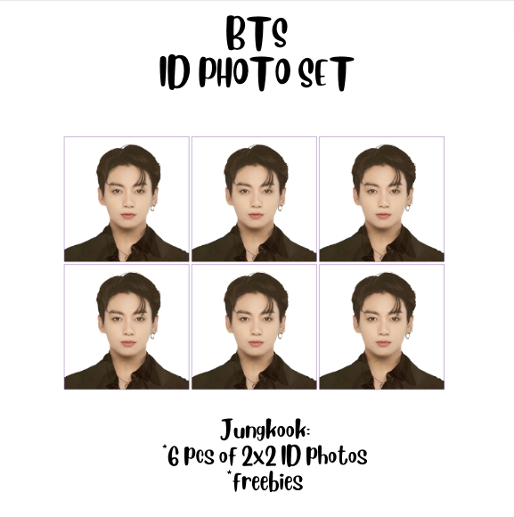 BTS ID PHOTO SET 2x2 inches Passport Size 30mm x 40mm RM Jin Suga Jhope ...