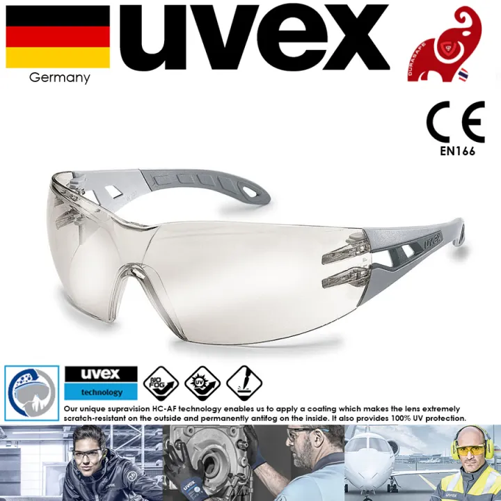 UVEX 9192881 Pheos Safety Glasses Grey Frame Indoor/Outdoor Silver