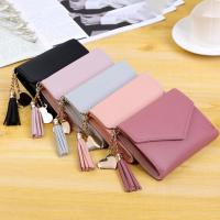 Yogodlns READY STOCK Women PU Leather Short Folding Wallet Tassel Card Coin Clutch Purses