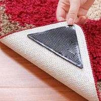 【cw】4pcs Anti Skid Rug Car Mat Non Slip Grip Small Corners Triangular Pad Washable Removable Strong Adhesive Black Corners Pad