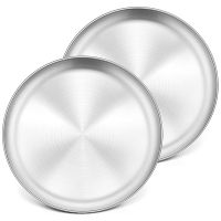 10 Inch Pizza Pan Set of 2, Stainless Steel Pizza Round Baking Trays, Crisper Oven Pan for Baking Serving, Durable