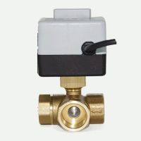 3/4" Brass Motorized Ball Valve 3-Wire Two Control Electric Actuator AC220V 3 Ways  with Manual Switch Plumbing Valves