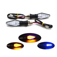 2PC Universal 12LED Amber Blue Double Color Motorcycle Turn Signal Indicator Light Blinker for Motorcycle Motorbike Off Road