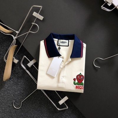 Original 23 European Station Summer New Fruit Embroidered Loose POLO Shirt High-end Business Casual Lapel Trendy Short Sleeve