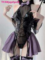 agafgadf Dark Witch Transparent Cosplay Trajes para Mulheres เครื่องแบบฮาโลวีน Sem Mangas เกมสาธิต พันธนาการ Lingerie Sexy de Natal