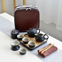 ✥ black pottery travel tea set home complete of kung fu teapot cup promotional gifts gift customization