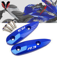 กระจกรถจักรยานยนต์กระจกขับเคลื่อนกระจกหลุมปกคลุมสำหรับ Yamaha R3 YZF-R3 2015-2020 2021 2022อลูมิเนียมกระจกบล็อกปิดหมวก