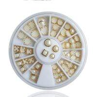 1Wheels 3D (Assorted Color Flat Back Gold Metal Edge Acrylic Pearl Crystal Diamond Jewelry Decorations) For Nail Art